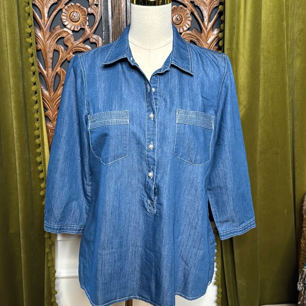 Given Kale Denim Shirt Pearl Button - Picture 1 of 7